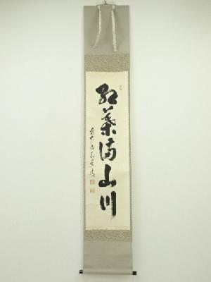 前大徳　足立泰道筆　「紅葉満山川」一行書　肉筆紙本掛軸（共箱）